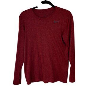 Nike Dri-Fit Long Sleeve T-Shirt Heather Red S Small Base Layer Sports